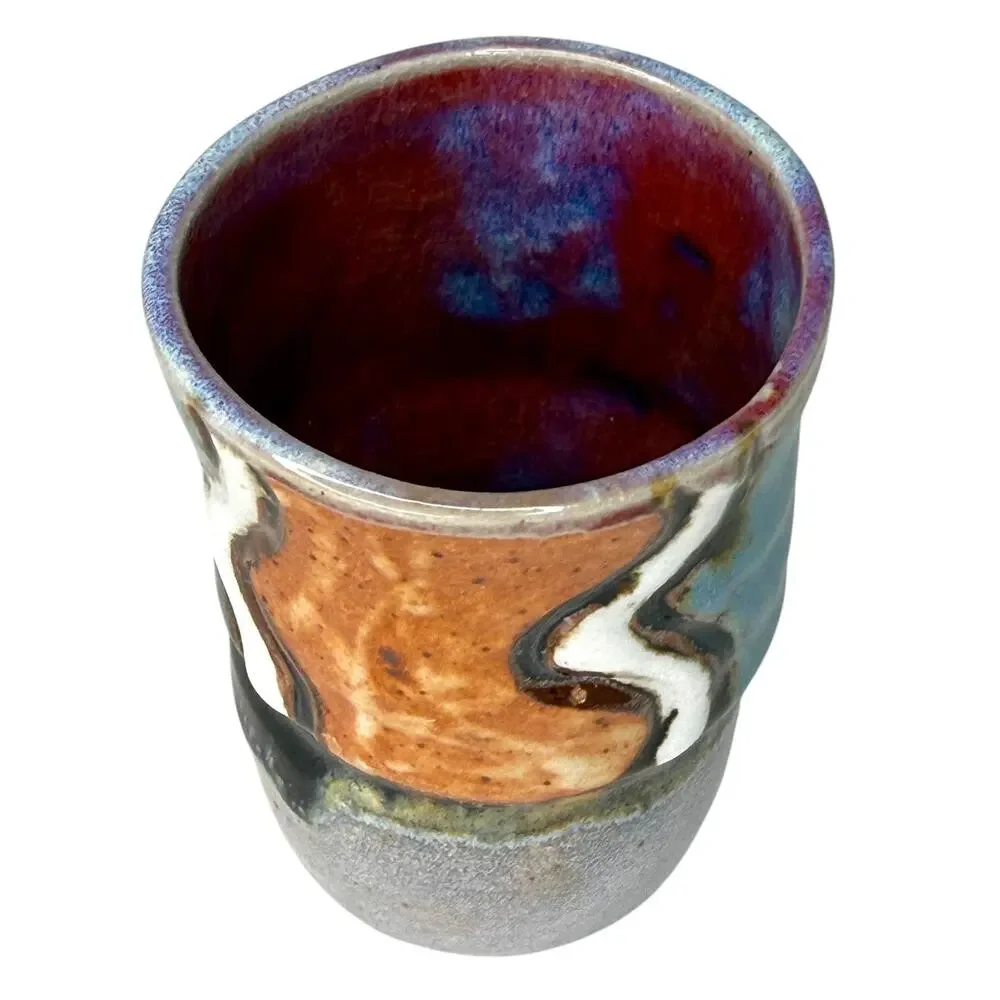 Handmade Studio Pottery Cup Bud Vase Signed Kelly Hask Artisan Ceramic Cup